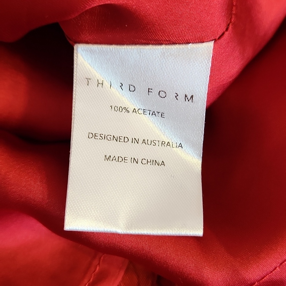 NWT THIRD FORM x FP Red Crinkle Satin Running Water One Shoulder Mini Dress, US4 - Picture 8 of 12